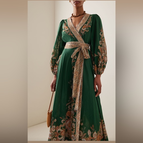 Zimmermann Devi Midi Dress in Emerald & Paisley NWT size 1 - Picture 8 of 14